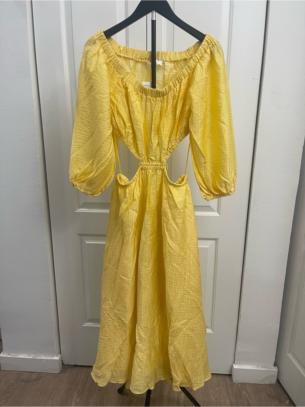 Astr Yellow Off-Shoulder Cutout Maxi Dress